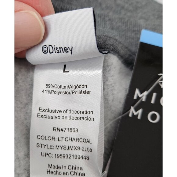 Disney Mickey Mouse Womens Charcoal Gray Crewneck Sweatshirt Size Large Chenille - Picture 10 of 10